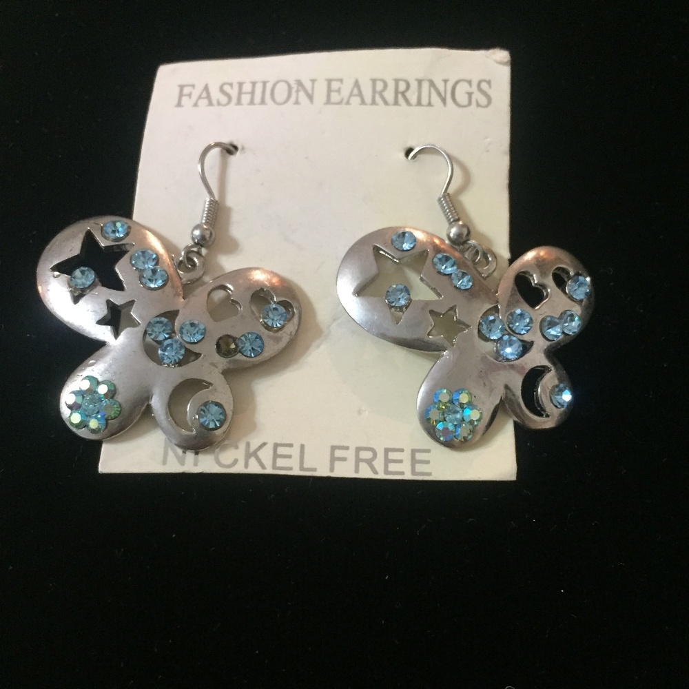 Art Deco Star Moon & Clover Earrings